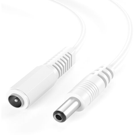Cable alimentacion DC hembra-macho 5.5 x 2.1 mm 10 M Blanco