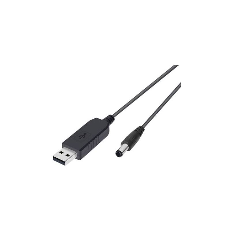 

Cable alimentacion USB 2.0 DC 5.5 mm x 2.1 mm 1 M Negro