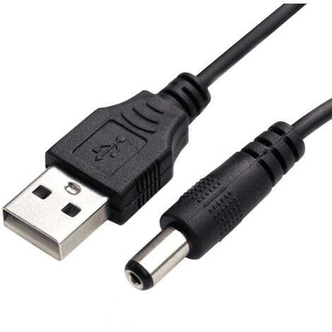 Cable alimentacion USB 2.0 DC 5.5 mm x 2.5 mm 0.8 M Negro
