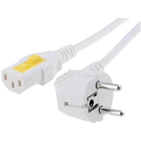 Cable alimentation angulaire vers C13 femelle 3m blanc