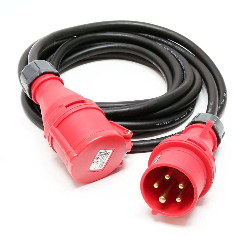 

Cable alta tensión 400V CEE 16A 5x1.5mm² H07RN-F 5m Cable eléctrico Alargador IP44 Inversor de fase