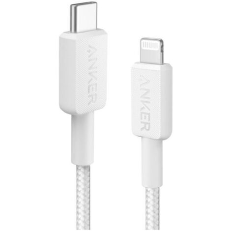Cable anker 322 usb-c a ligthning cable trenzado 0,9m blanco