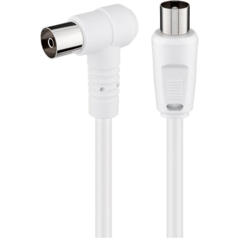 Cable antena de TV acodado de 75 Ohm 1.5 M Blanco