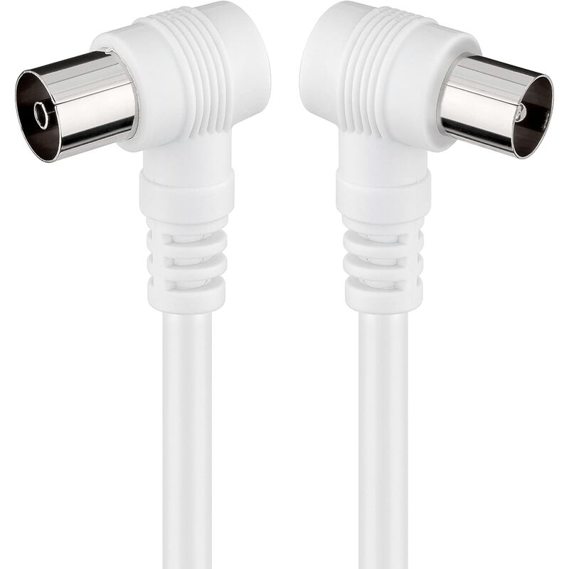 

Cable antena de TV de 75 Ohm acodado 2.5 M Blanco