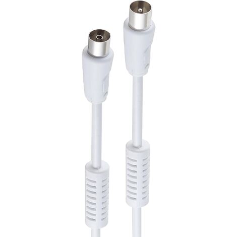 Cable antena de TV de 80 Ohm con ferrita 1.5 M Blanco