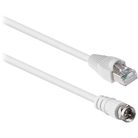 Câble antenne Coaxial-F vers RJ 45 2m M/M (Blanc)