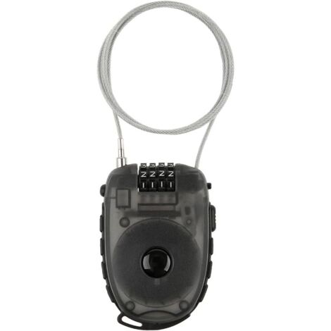 Cable antirrobo, candado para bicicleta, candado, cable de acero de 90 cm, cable antirrobo universal de alambre de acero, con disco de 4 dígitos, código de seguridad personal, en espiral, negro.