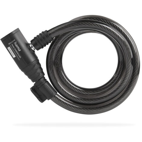 CÂBLE ANTIVOL EN SPIRALE POUR VÉLO, 120 CM, NOIR HAMA