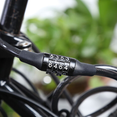Câble antivol vélo réglable avec code à 4 chiffres pour VTT et vélo de route