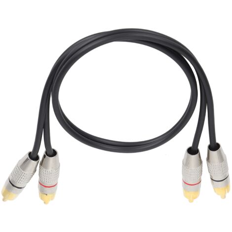 Câble Audio 2 RCA Mâle vers 2 RCA Mâle avec Connecteur en Alliage d'Aluminium pour Xbox 360 - Noir 2 m / 6.6 pi