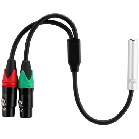Câble Audio 6.35 Femelle vers Double XLR Femelle, 0.3M, 24AWG, Blindage Double, Cuivre Pur
