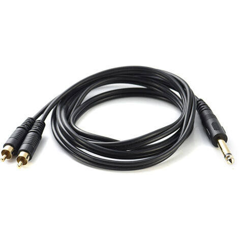 Câble audio 6,35 mm mâle vers 2 RCA mâles, câble d'extension pour connexion haut-parleur 6,5 mm mâle vers double RCA mâle