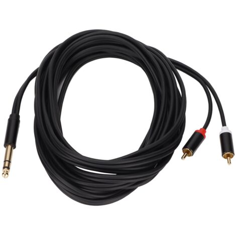 Câble audio 6.35mm vers 2 RCA mâle, doré, adaptateur stéréo Y, 5 mètres, pour connexion haute qualité