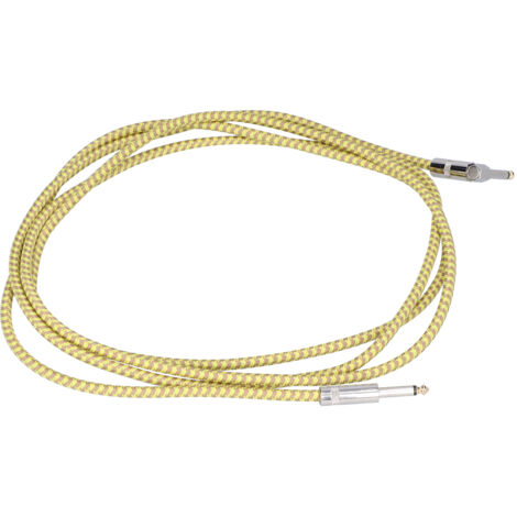 Câble Audio 6.5mm Jack Mâle Droit/Coudé Blindé Anti-Bruit pour Guitare Basse, Orgue, Enceinte, 5m Jaune
