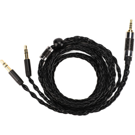 Câble audio 8 cœurs avec connecteurs 2,5mm équilibré vers double 3,5mm, gaine argentée pour remplacement écouteurs