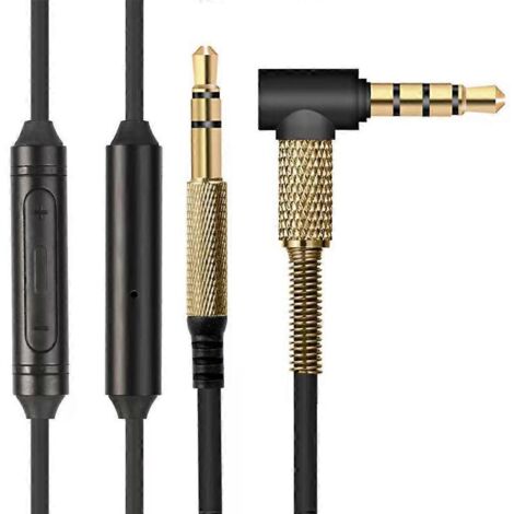 Câble audio à ressort en PU noir pour casque QC25 QC35 QC35II 700 Y40 Y45