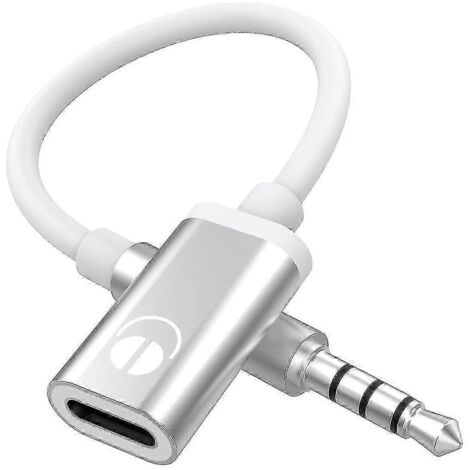 Câble audio analogique jack 3,5 mm mâle vers USB-C femelle, adaptateur pour casque audio compatible avec lecteurs MP3, ordinateurs portables et tablettes (g20242391656 Argent)