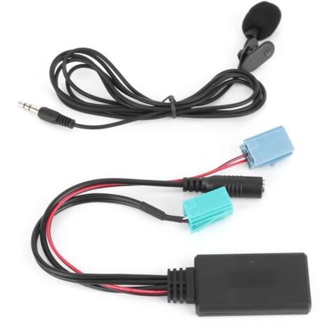 Câble Audio Bluetooth 6 Broches Adaptateur AUX-IN Stéréo de Voiture avec Microphone pour Renault Clio/Espace/Megane