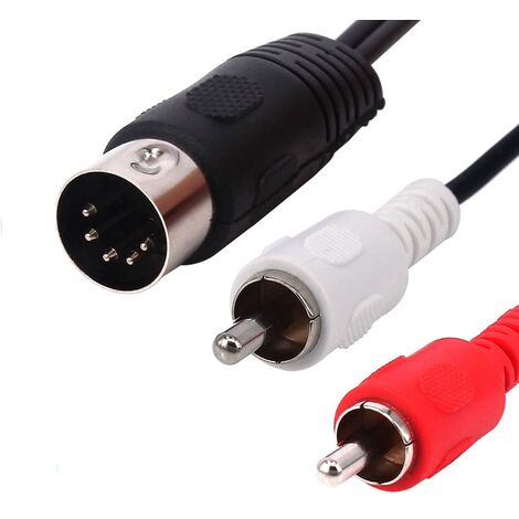 Cable Audio Estereo DIN 5 pines a RCA 1 M Negro