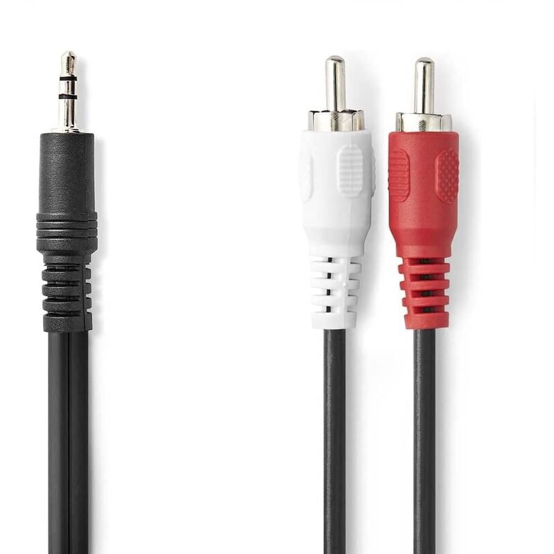 

Cable audio estereo jack 3.5 macho - 2x RCA macho 0.50 M Negro