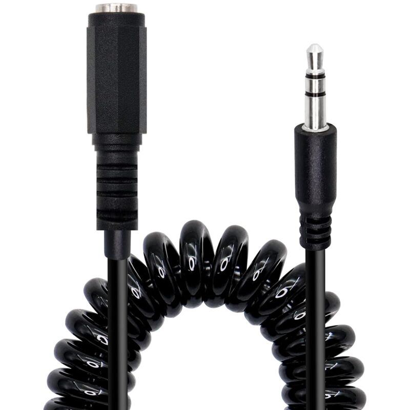 

Cable audio estereo jack 3.5 macho a jack 3.5 hembra espiral 1 M Negro