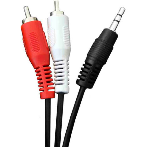 Cable audio estéreo jack macho a 2 rca macho 3,5mm, 1,5m, negro