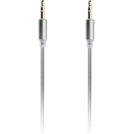 Cable audio jack MM 3.5mm 1.5m tresse Argent