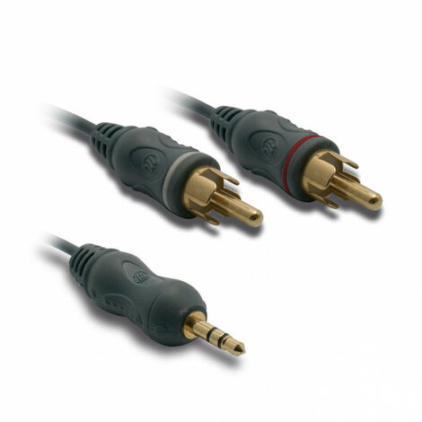 CABLE PROFESSIONNEL AUDIO. 2 x RCA MALE VERS JACK STEREO 6.35mm (6m) PAC131  RI1749