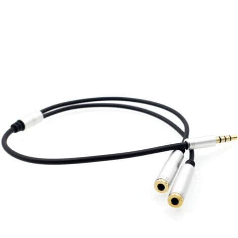 Câble audio métallique 3,5 mm 1 vers 2, câble audio pour couples, rallonge 4 pôles 3,5 mm mâle vers 2 femelles rondes