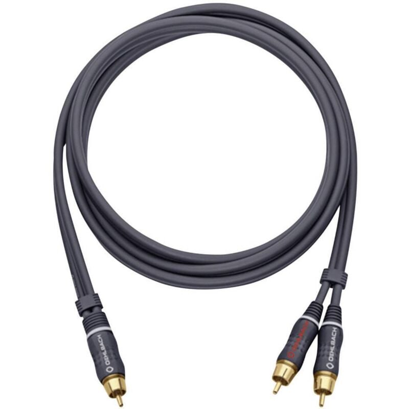 Câble audio Oehlbach 23702 [2x Cinch-RCA mâle - 1x Cinch-RCA mâle] 2.00 m anthracite contacts dorés