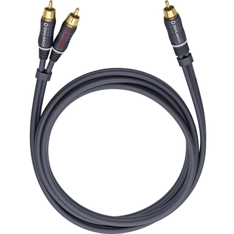 Câble audio Oehlbach 23705 [2x Cinch-RCA mâle - 1x Cinch-RCA mâle] 5.00 m anthracite contacts dorés