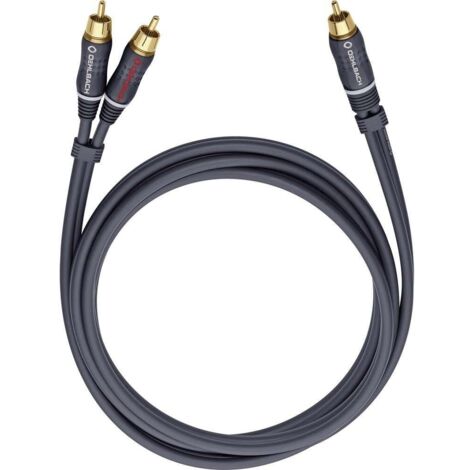 Câble audio Oehlbach 23705 [2x Cinch-RCA mâle - 1x Cinch-RCA mâle] 5.00 m anthracite contacts dorés Q885301