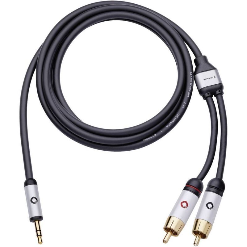 Oehlbach - Câble audio 60002 [2x Cinch-RCA mâle - 1x Jack mâle 3.5 mm] 1.50 m noir contacts dorés