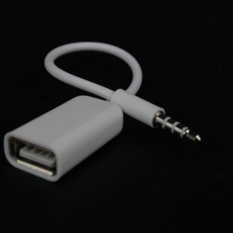 Câble audio pour voiture, AUX vers USB, connexion USB femelle vers jack 3,5 mm 12 V pour lecteurs MP3 de voiture. Vente directe d'usine.