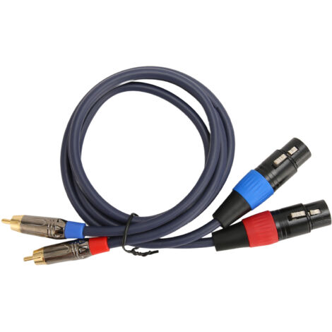 Câble Audio Professionnel 2 XLR Femelle vers 2 RCA Mâble avec Connecteurs Dorés 24K 1m