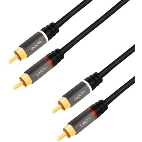 Cable audio rca 2x rca males vers 2x rca males 15 m plaque or