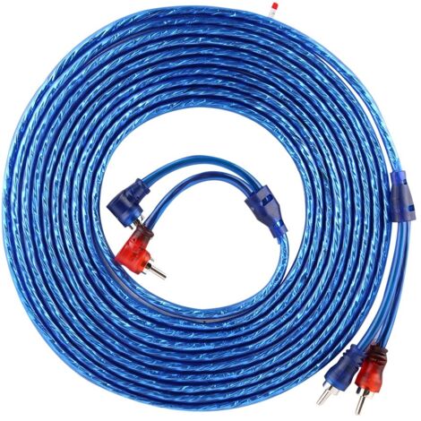 Câble Audio RCA Bleu 5m Haute Flexibilité pour Système Son Auto Voiture