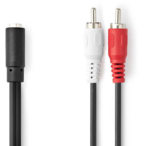 Cable audio stereo 2x rca hane 35 mm hona nickelplaterad 020 m rond lada