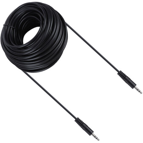 Câble audio stéréo 3,5 mm 20 mètres pour haut-parleurs et écouteurs, blindé en cuivre