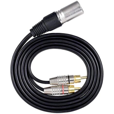 Câble audio stéréo en Y avec connecteur XLR mâle vers 2 RCA mâles (2024) pour microphone et mixage.