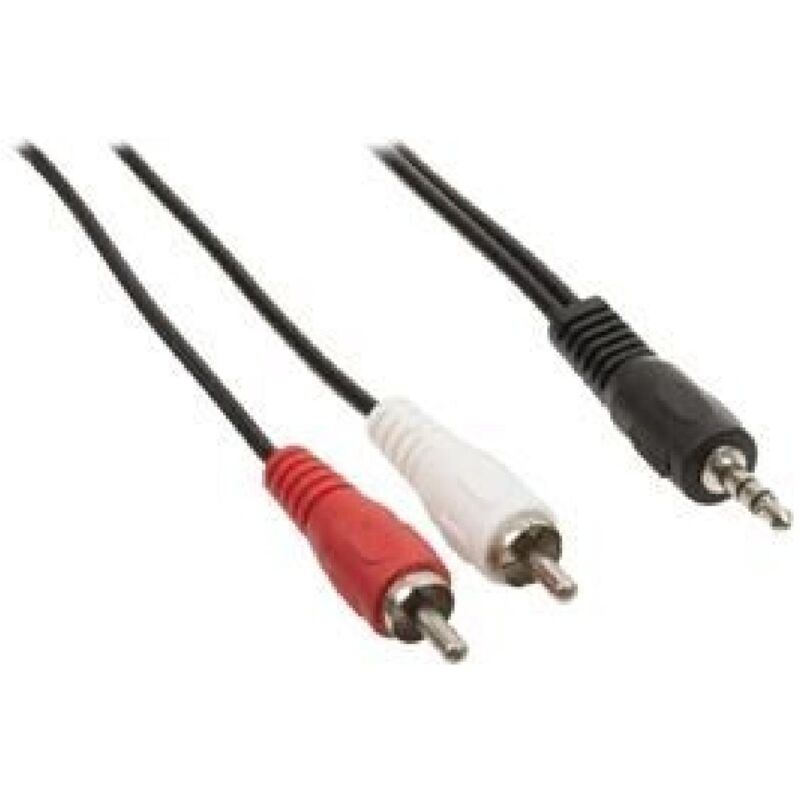 Cable audio stereo Jack 3.5mm male vers 2x RCA Males 20m Noir