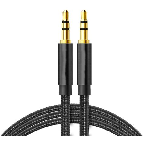 Cable audio textil estereo jack 3.5 macho 3 pin 3 M Negro