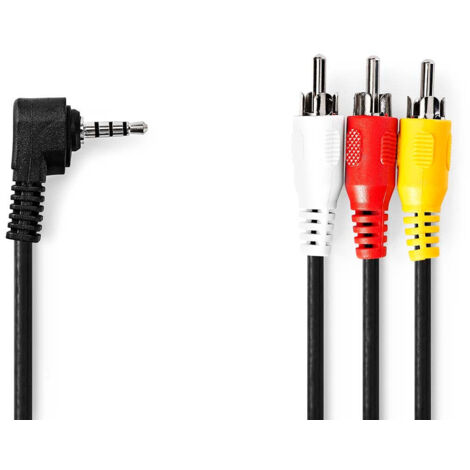 Cable audio video 35 mm male 3x rca male nickele 100 m rond pvc noir