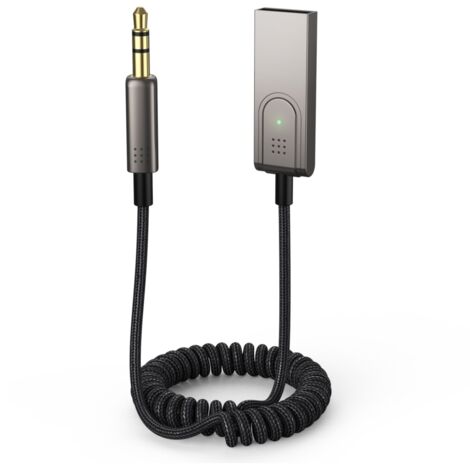 Câble Auxiliaire Bluetooth Voiture - Adaptateur Audio Sans Fil Gris pour Autoradio