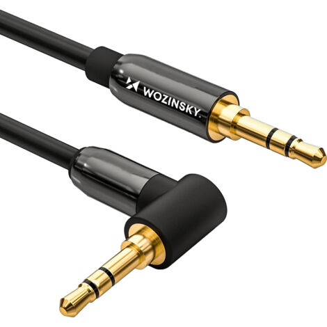 Cable auxiliar Wozinsky en ángulo (macho-macho) con miniconector de 2 m, color negro