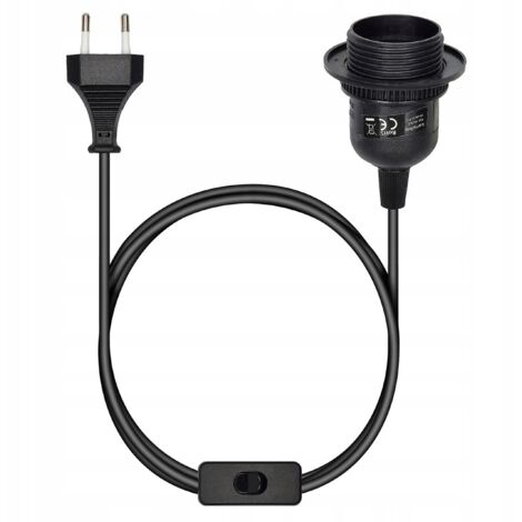 Câble avec interrupteur pour la lampe, noir. Douille d'ampoule E27 avec interrupteur. ENSEMBLE