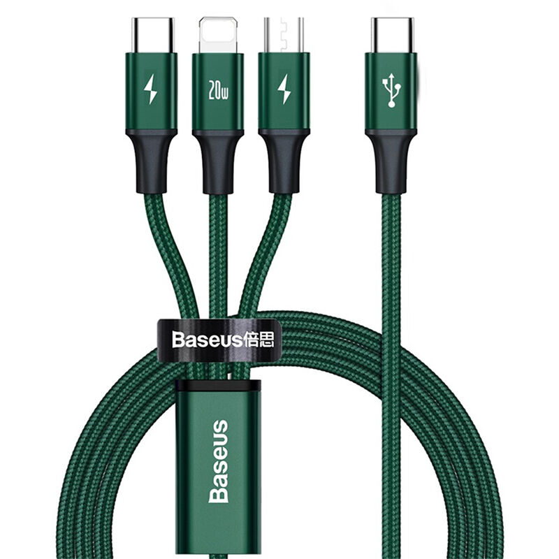 

Cable Baseus 3 en 1 Rapid Series PD 20W Cable de carga rapida Tipo-C a Micro USB / Tipo-C / iPhone Cable de sincronizacion de datos compatible con