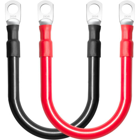 Cable Batterie - 2AWG 35mm² 30cm - Pour Voiture Camion Moto Bateau Solaire - Rouge et Noir - 2 Pièces