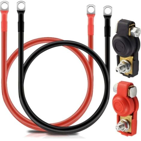Cable Batterie 2pcs Câble de Batterie, Câble d'allumage 16MM Câbles D'onduleur de Batterie avec Cosses à Anneau Fil de Cuivre pour Camion,Auto, Moto, Camping-Car,Marine, Solaire