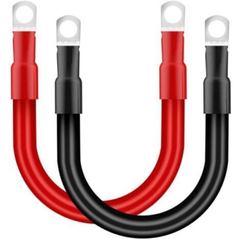 Cable Batterie Voiture 35mm² 30cm Câble Onduleur de Batterie 2AWG 12V Câble de Batterie avec M10 Cosses à œillets pour Camion Auto Moto Marine Solaire Rouge et Noir 2 Pièces